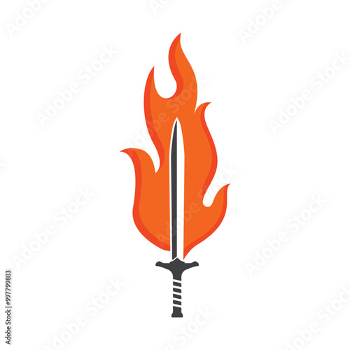 fire sword logo vector icon illustration