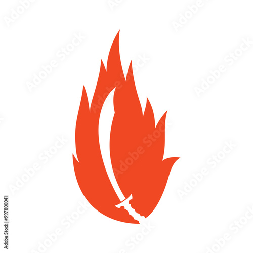 fire sword logo vector icon illustration