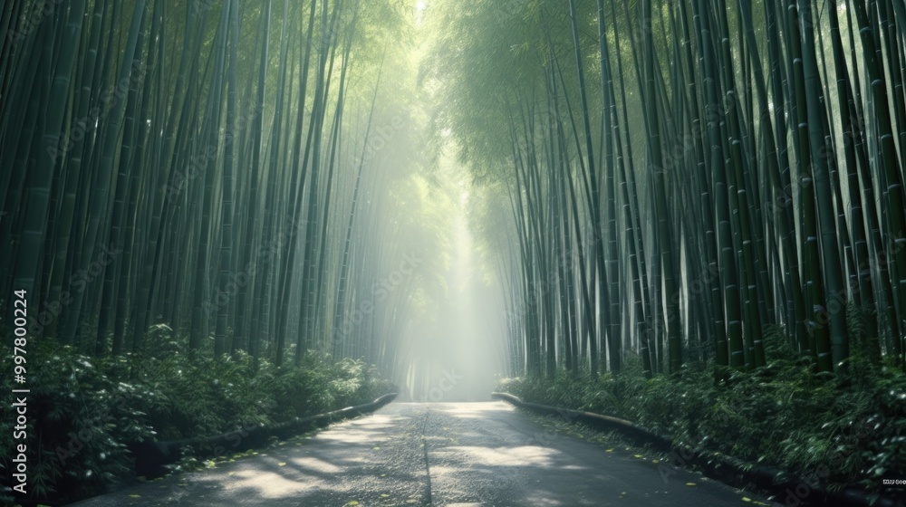 Naklejka premium A Mystical Path Through the Bamboo Forest