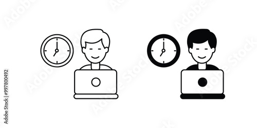 self employed set icon with white background vector stock illustration