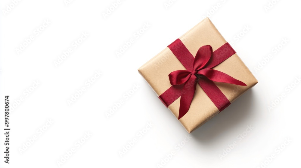 A neatly wrapped gift with a red ribbon on a plain white background, suggesting simplicity and elegance, possibly for a special occasion or celebration. A neatly wrapped gift with a red ribbon on a plain white background, suggesting simplicity and elegance, possibly for a special occasion or celebration.