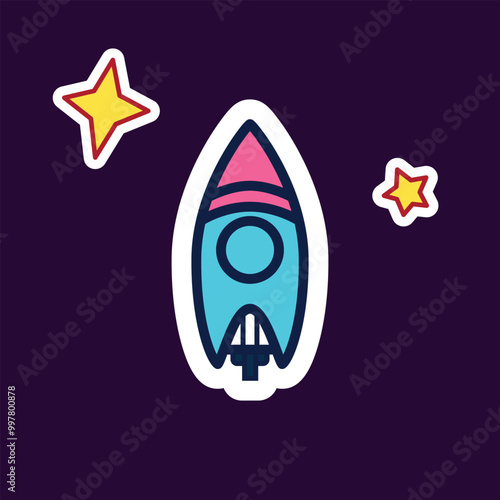 Fun and Playful Rocket Vector Sticker Design