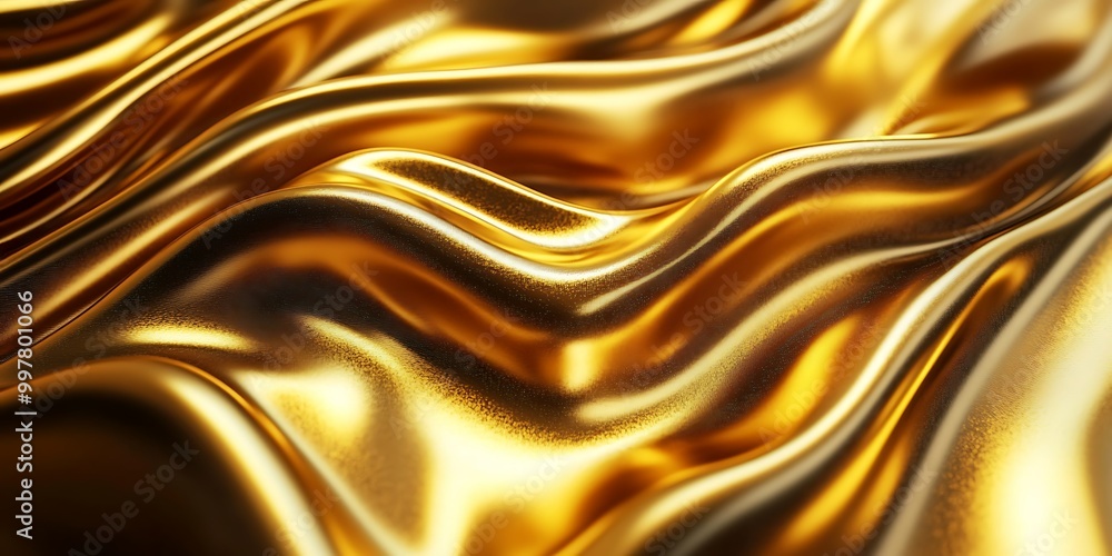 Shimmering golden fabric with flowing waves.