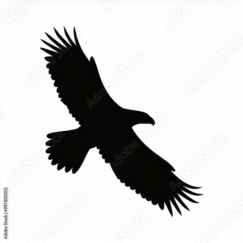 flying eagle silhouette black icon isolated on white