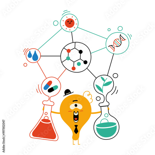 Character with flasks and substances chemistry
