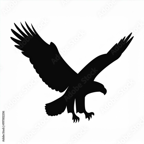 flying eagle silhouette black icon isolated on white