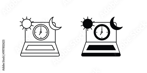 overtime set icon with white background vector stock illustration
