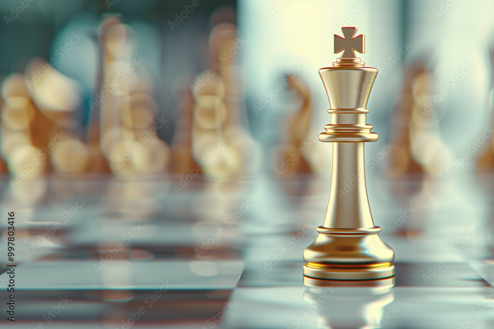 A Conceptual Image Featuring a Single Golden King Chess Piece A Conceptual Image Featuring a Single Golden King Chess Piece