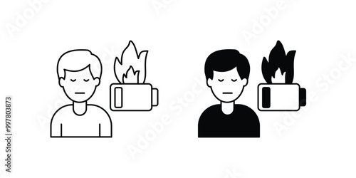 burnout set icon with white background vector stock illustration
