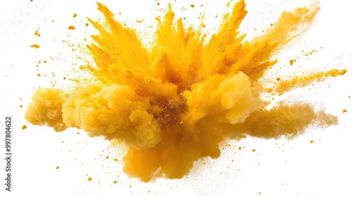 yellow color explosion isolated on white