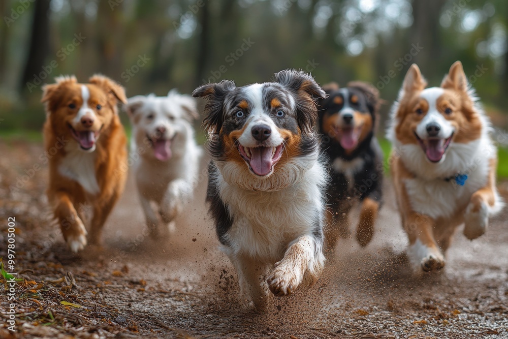 Happy Dogs Running. Happy Dogs Running.