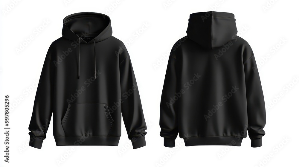 Black Hoodie Mockup with Front and Back Views Black Hoodie Mockup with Front and Back Views