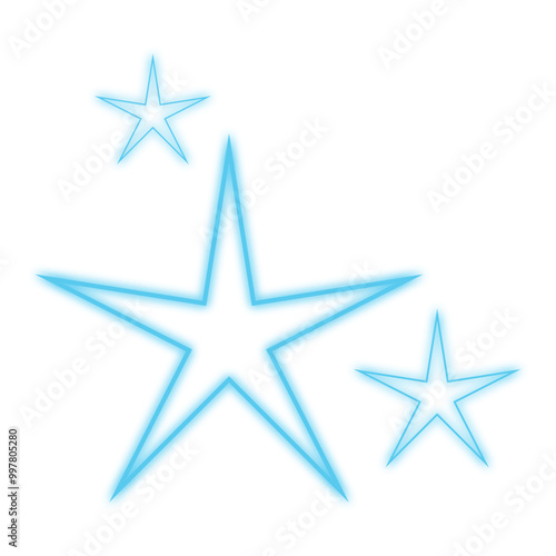 Glowing blue glitter star decoration.