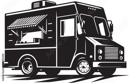Street food truck silhouette vector illustration isolated on a white background