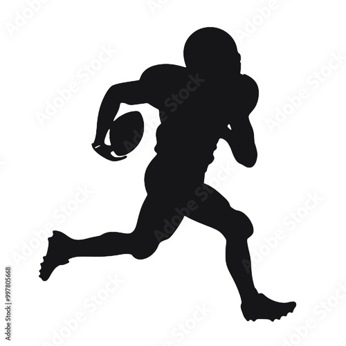 American Football Player in Motion Silhouette – Vector Illustration