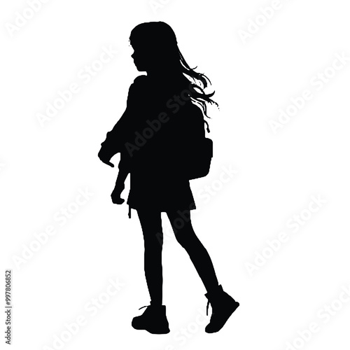 Schoolbound Kid Silhouette – Clean Vector Design