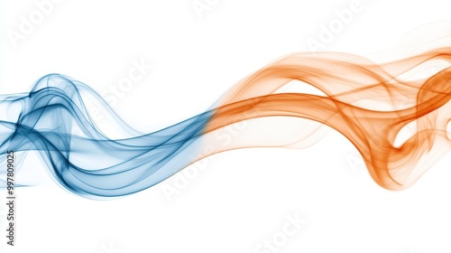 Abstract Blue and Orange Smoke Wave Design