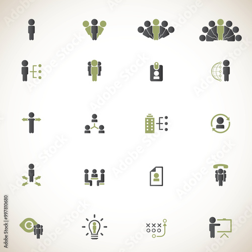 Universal business management and human resources icon set. Universal icons for web and mobile. Vector.