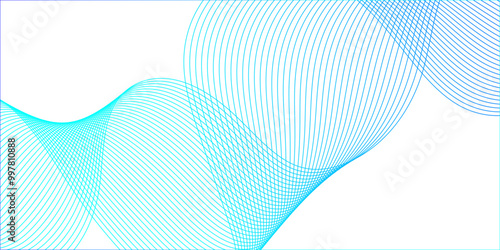 Abstract background with waves for banner. Web banner size. Vector background with lines. Element for design isolated on white. Blue. Water, ocean. Winter, Christmas