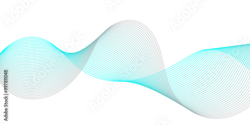 Abstract background with waves for banner. Web banner size. Vector background with lines. Element for design isolated on white. Blue. Water, ocean. Winter, Christmas