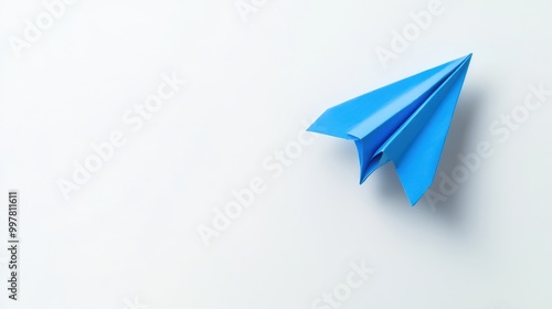 Wallpaper Mural Blue Paper Airplane on White Background Torontodigital.ca