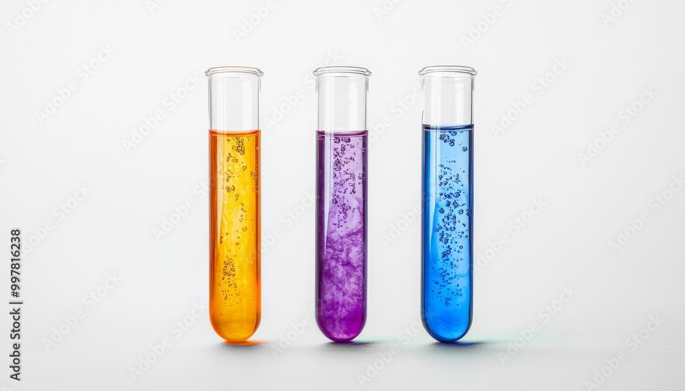 test tubes with different colored liquids on white background test tubes with different colored liquids on white background