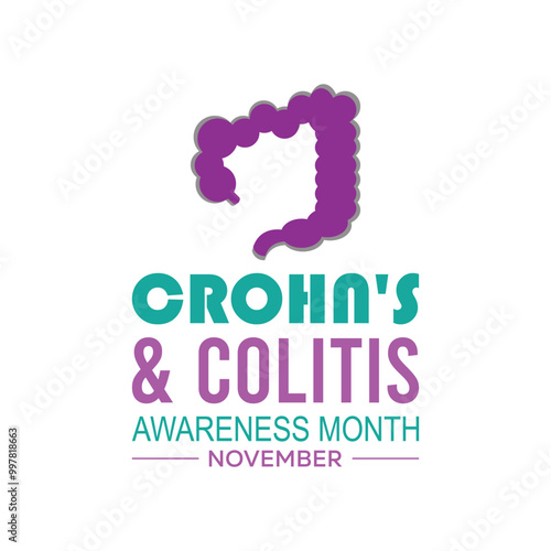 Crohn's and Colitis Awareness Month is observed every year on November. Medical Healthcare Awareness concept. background, placard, banner template Vector illustration design.