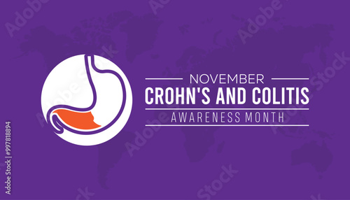 Crohn's and Colitis Awareness Month is observed every year on November. Medical Healthcare Awareness concept. background, placard, banner template Vector illustration design.