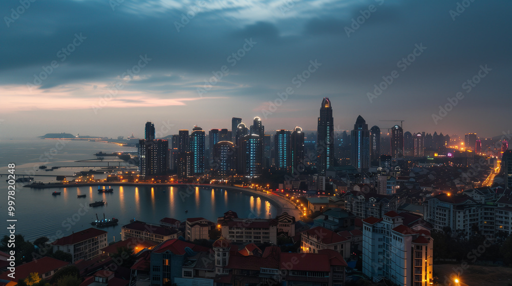 Fototapeta premium Evening City Skyline at Dusk