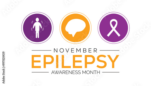 Epilepsy awareness month is observed every year on November. Medical Healthcare Awareness concept. background, placard, banner template Vector illustration design.