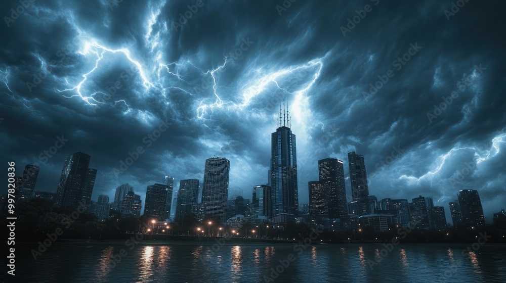 Fototapeta premium storm over the city in Vic