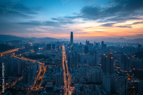 Wallpaper Mural Evening City Skyline at Dusk Torontodigital.ca