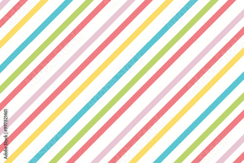 Seamless pattern with colorful diagonal stripes on white background. Vector illustration.