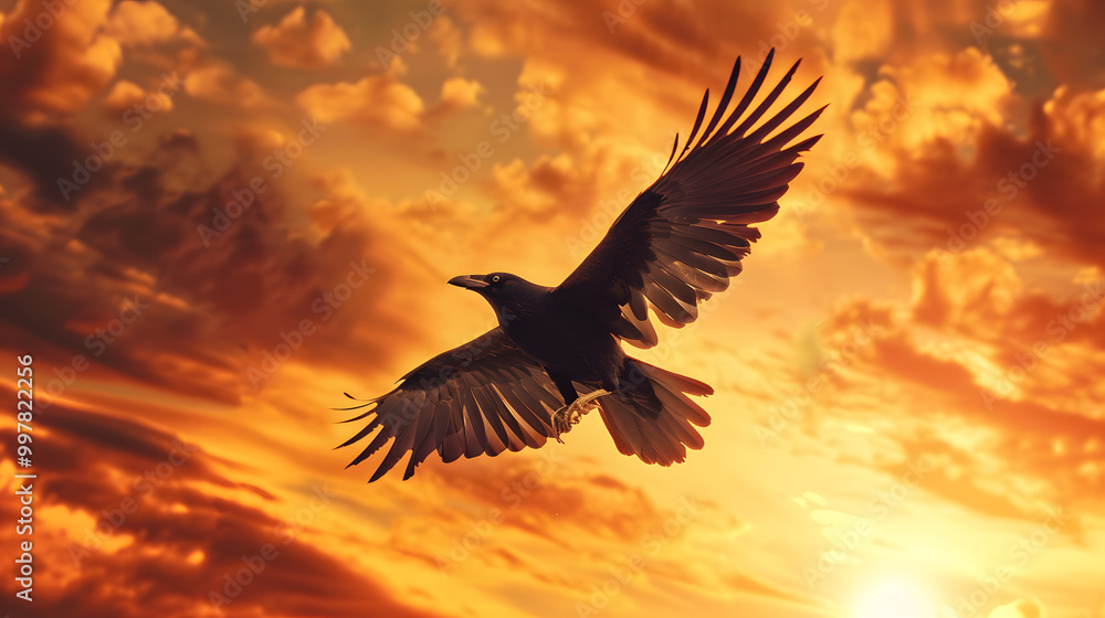 Fototapeta premium A concept of a robotic crow equipped with advanced technology and AI.
