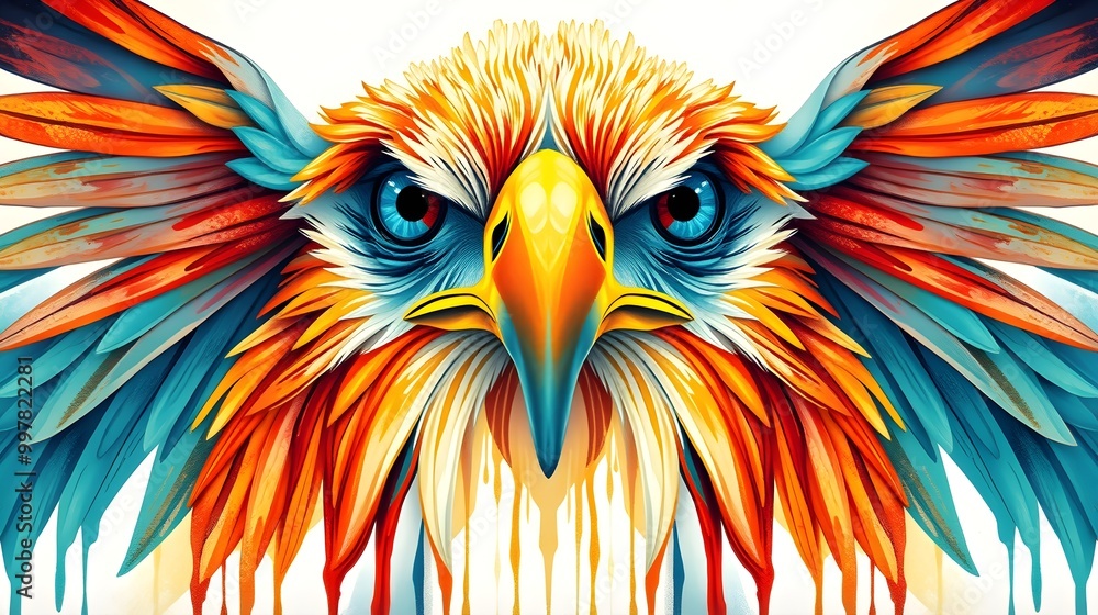 Fototapeta premium Colorful Eagle, Paint Drips