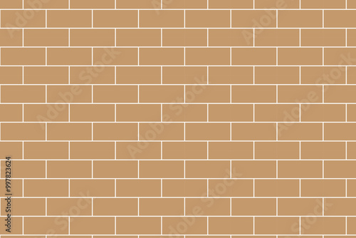 Brown brick wall pattern . Brick wall background . Vector illustration