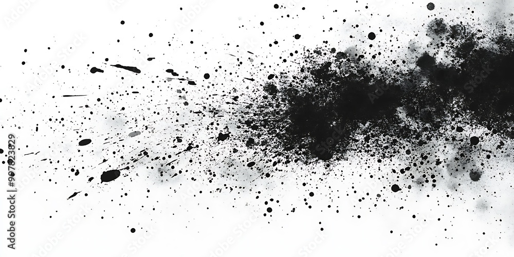 Obraz premium Abstract black ink splatter on a white background.
