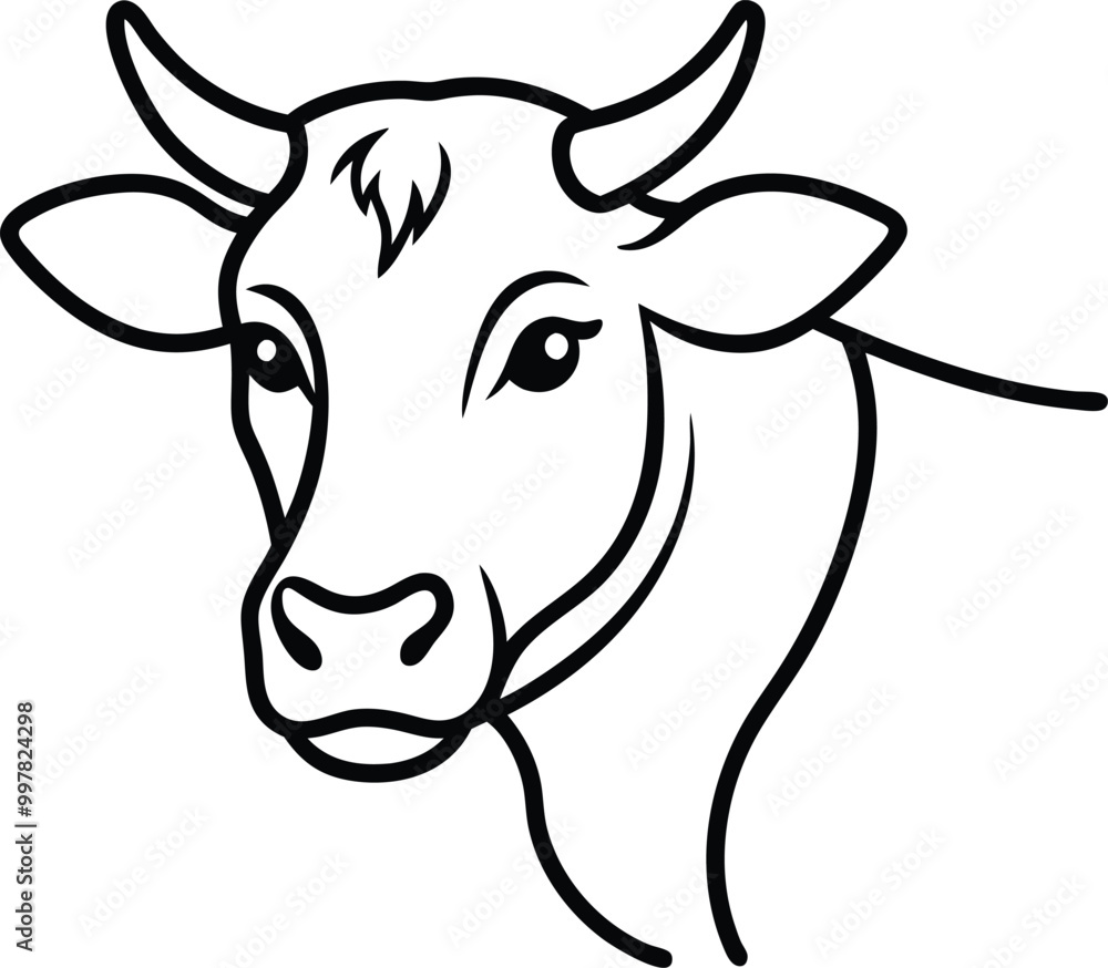 Cow head logo icon vector silhouette illustration 3 Cow head logo icon vector silhouette illustration 3