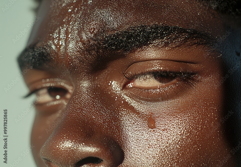 close-up of a person's face with shimmering skin close-up of a person's face with shimmering skin