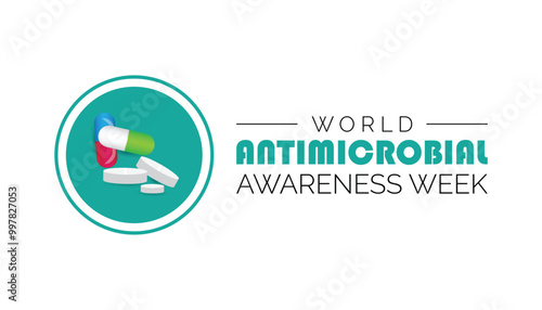 World Antimicrobial Awareness Week is observed every year on November. Medical Healthcare Awareness concept. background, placard, banner template Vector illustration design.