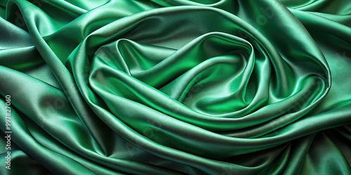 Emerald green silk cloth with rippled wave pattern