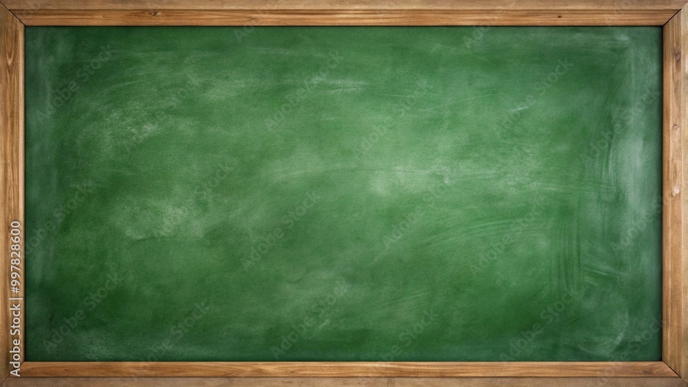 Empty chalkboard background with green color and rubbed out chalk creating depth of field effect Empty chalkboard background with green color and rubbed out chalk creating depth of field effect