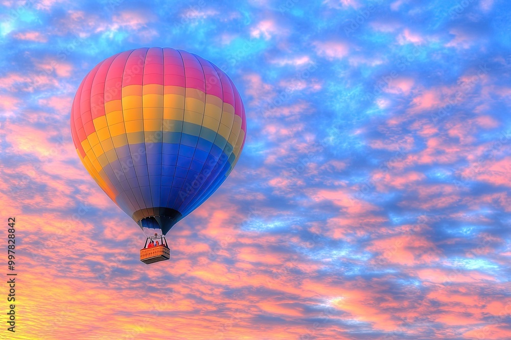 Hot Air Balloon Floating Above Clouds at Sunrise Hot Air Balloon Floating Above Clouds at Sunrise