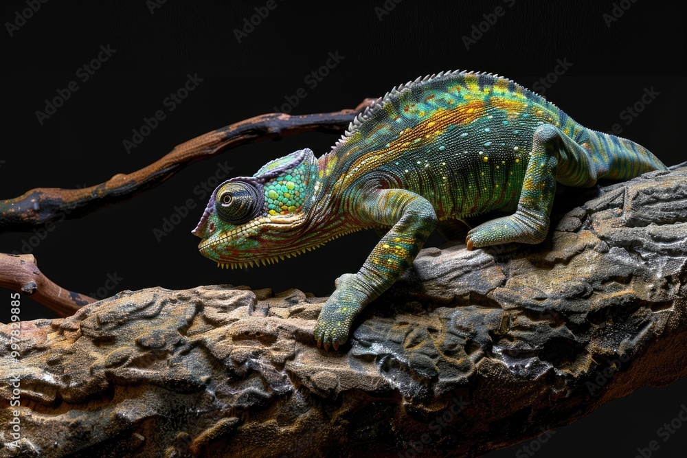 Obraz premium green lizard on a branch