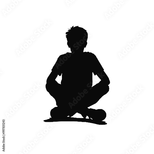 Boy Sitting Silhouette Vector – Ideal for Educational and Story Illustrations