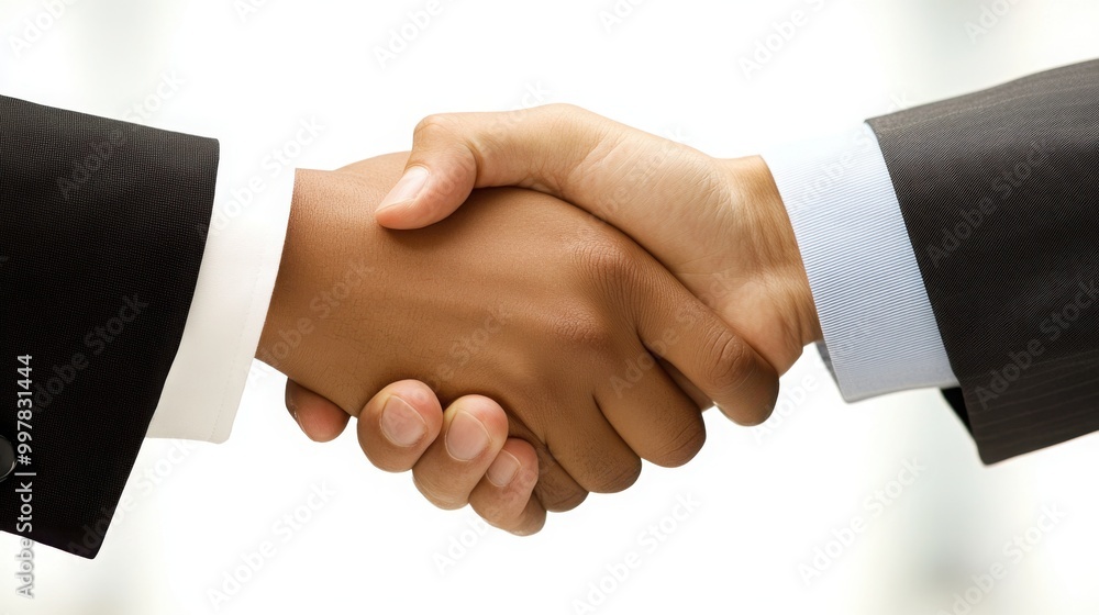 two people in business attire shaking hands, with focus on the clasped hands two people in business attire shaking hands, with focus on the clasped hands