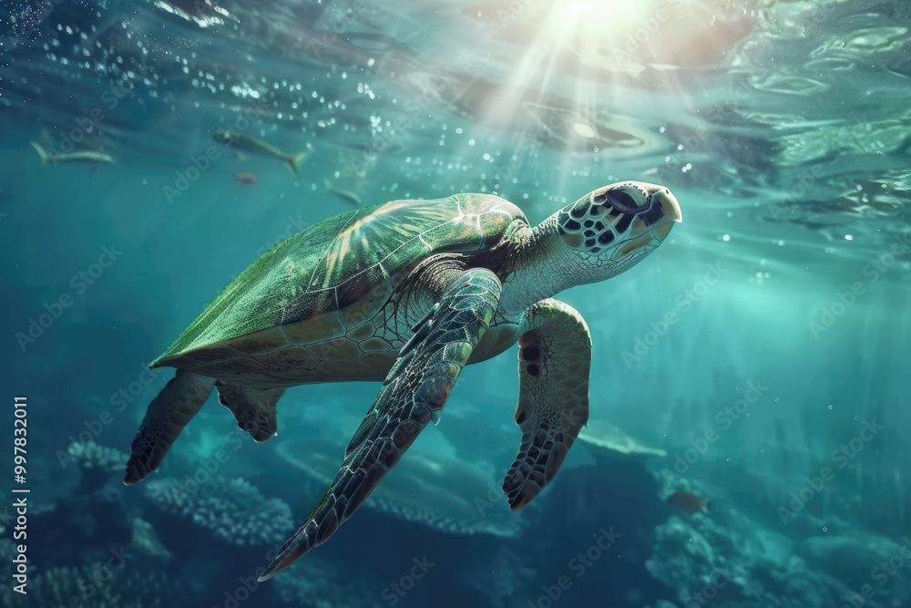 turtle swimming in water turtle swimming in water