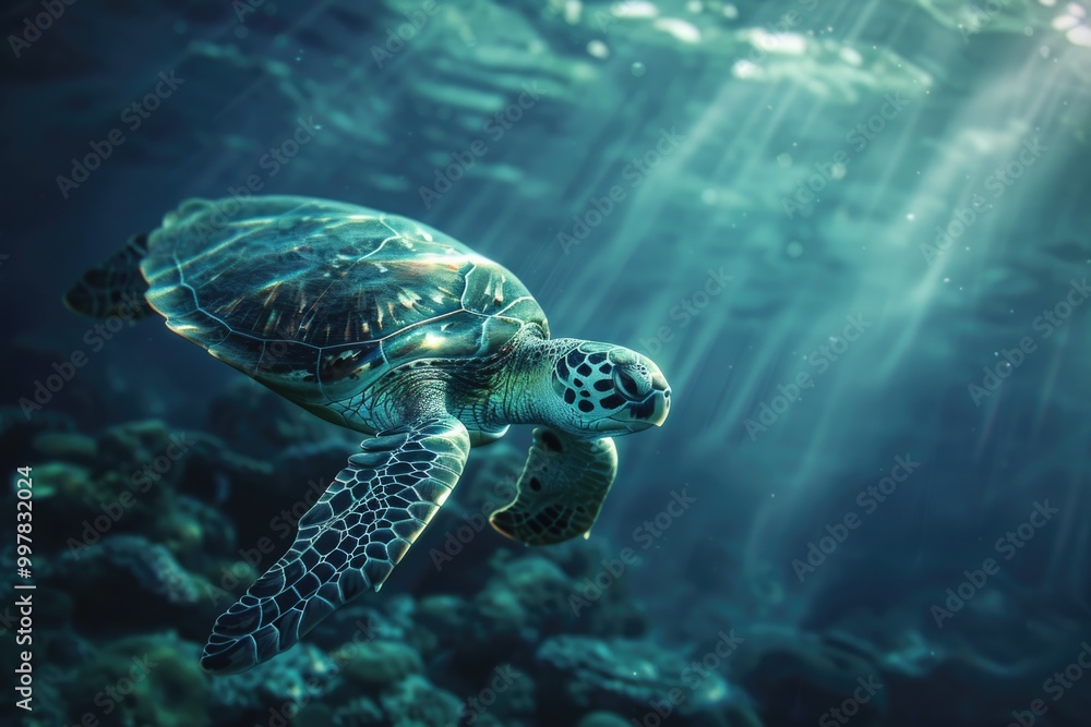 Fototapeta premium sea turtle swimming in water