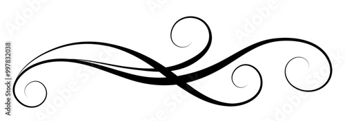 Wave ornament with leaves and abstract lines. Decorative element for decor and text greeting or invitation card design