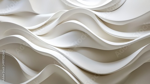 Abstract White Waves Wallpaper. Soft, flowing waves in various shades of white and off-white.